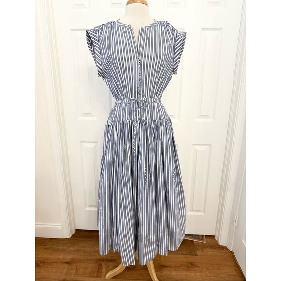 J.Crew Dresses & Skirts - NWT J.Crew Drop Waist Blue White Striped Cotton Poplin Midi Dress Small